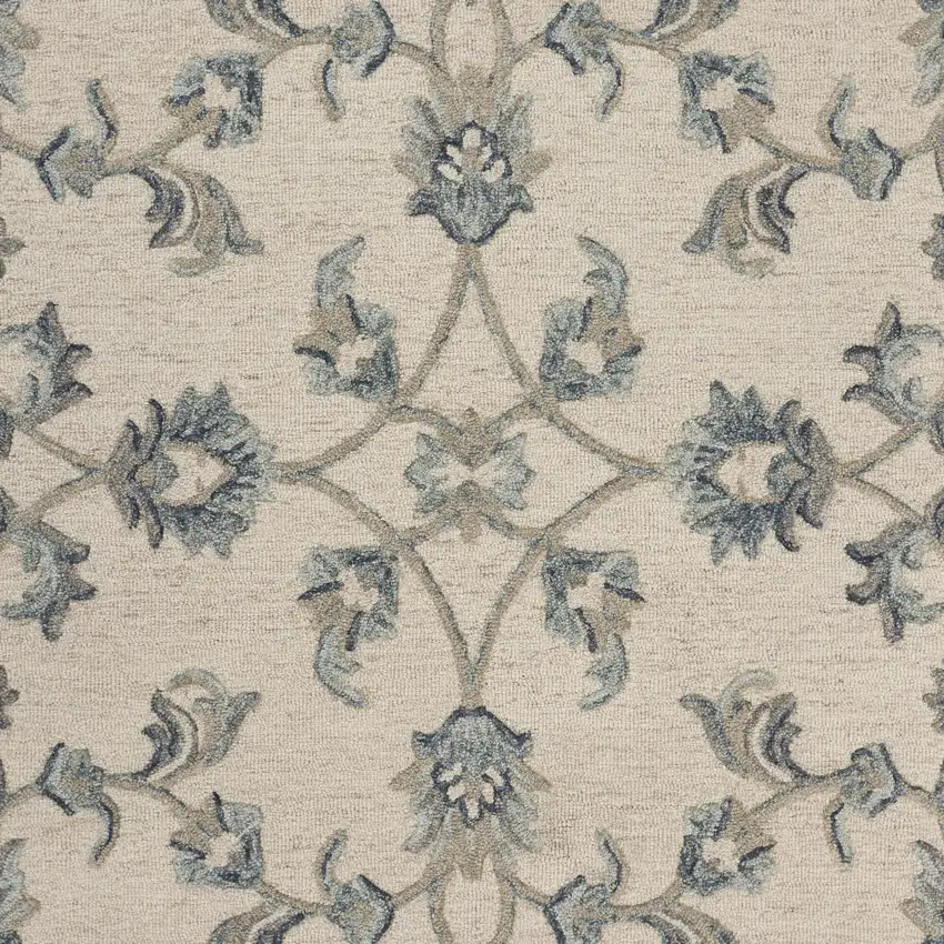 5' Light Blue Round Wool Hand Tufted Area Rug Photo 8