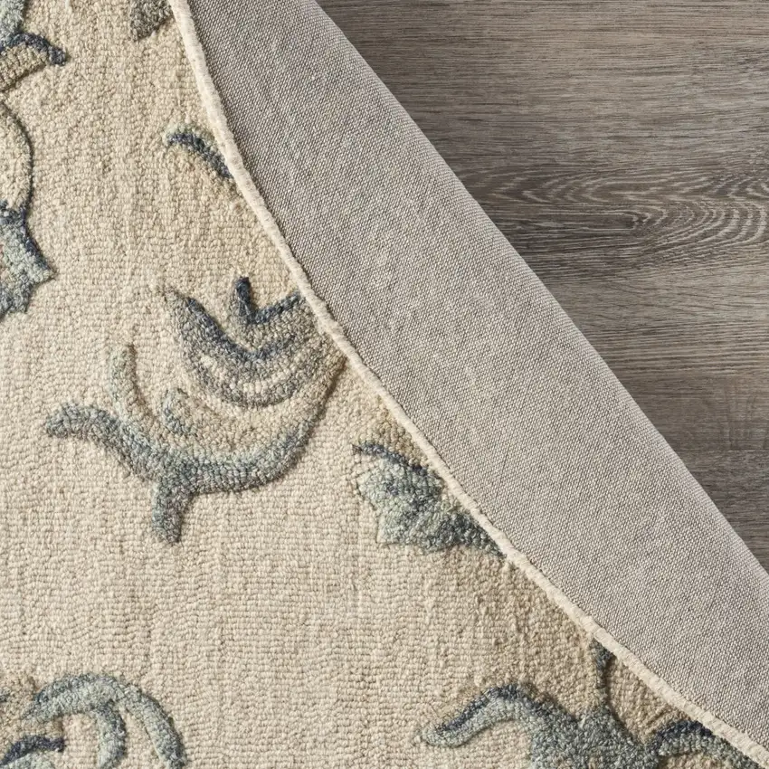 5' Light Blue Round Wool Hand Tufted Area Rug Photo 7