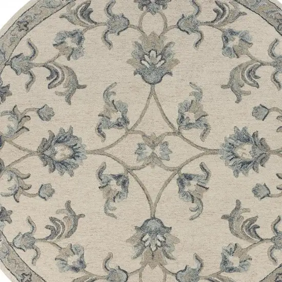 5' Light Blue Round Wool Hand Tufted Area Rug Photo 3