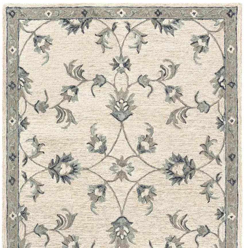 Light Blue Wool Hand Tufted Area Rug Photo 1