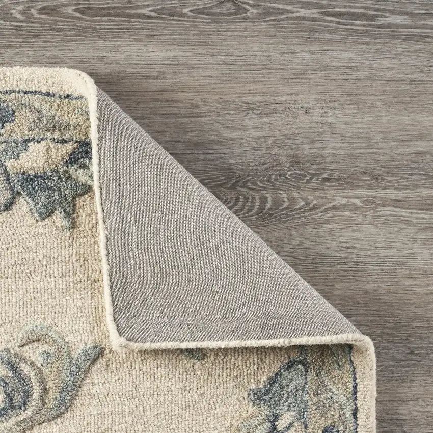 Beige and Blue Filigree Area Rug Photo 7