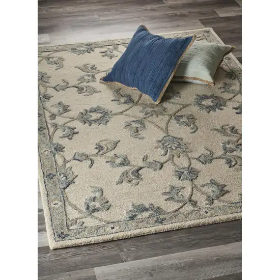 Light Blue Wool Hand Tufted Area Rug Photo 5