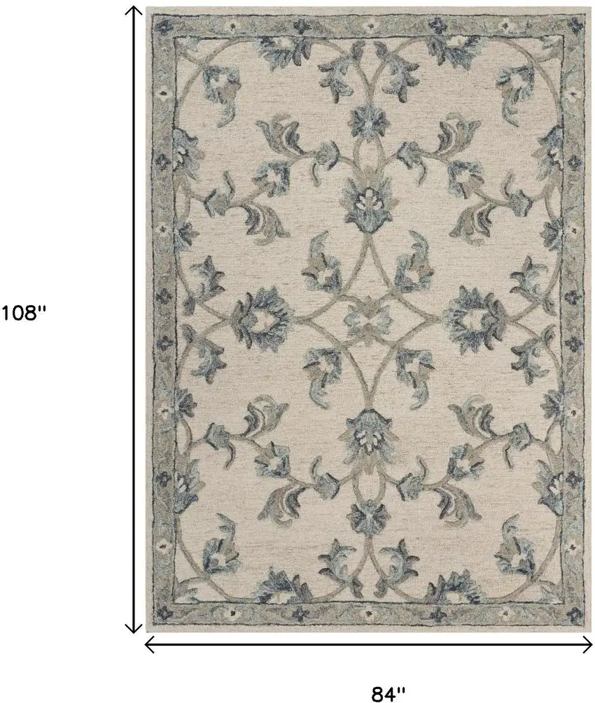 Light Blue Wool Hand Tufted Area Rug Photo 4