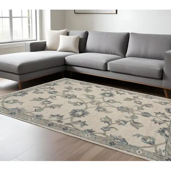 Light Blue Wool Hand Tufted Area Rug Photo 2