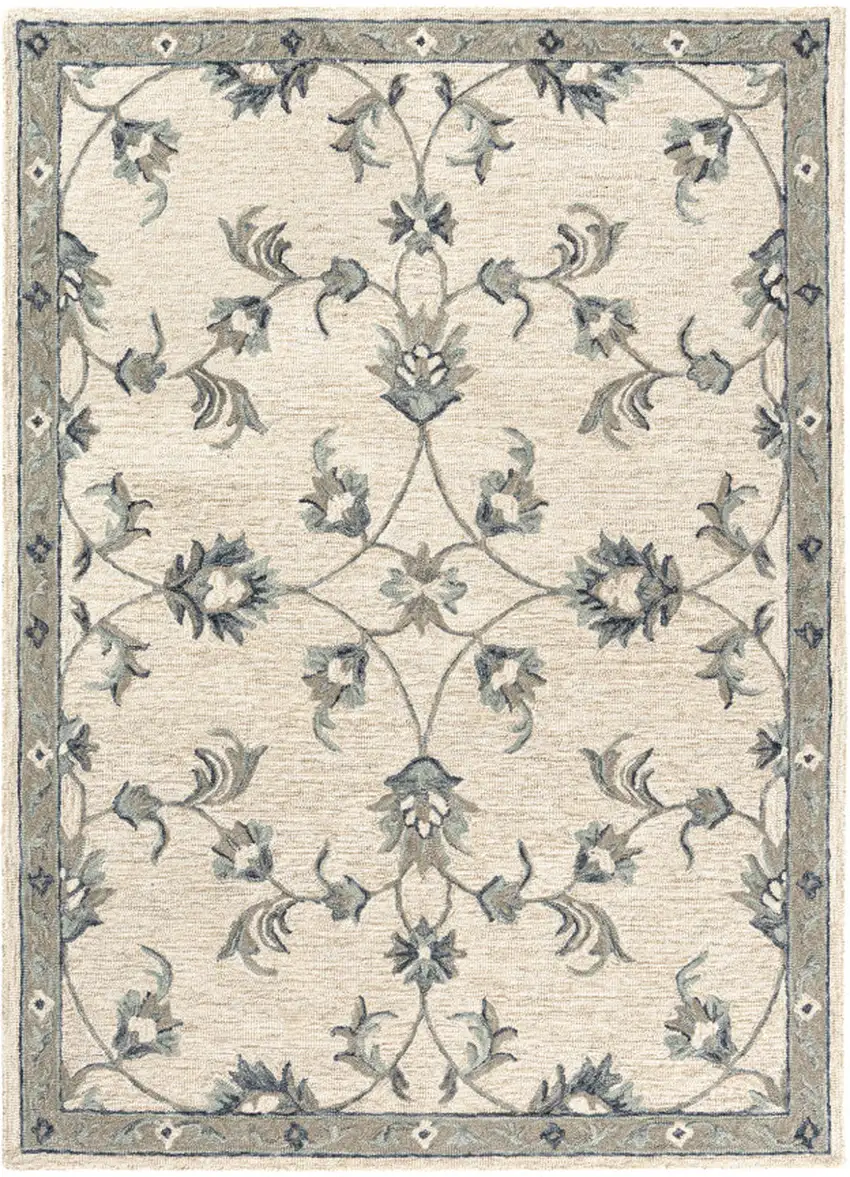 Light Blue Wool Hand Tufted Area Rug Photo 4