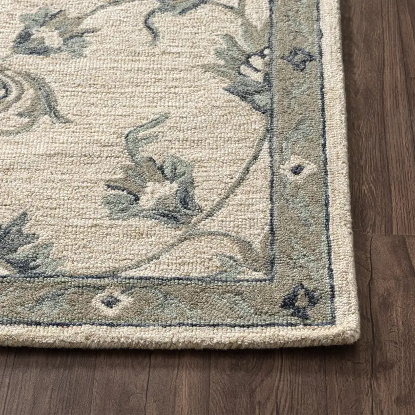Light Blue Wool Hand Tufted Area Rug Photo 9