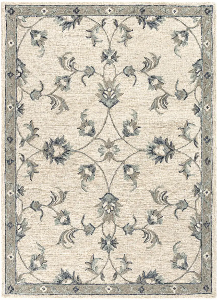 Light Blue Wool Hand Tufted Area Rug Photo 3