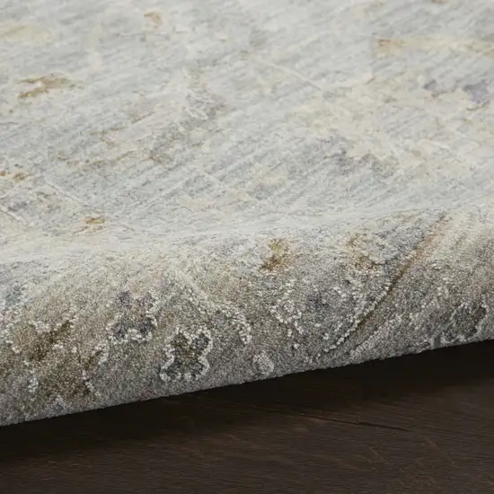 Beige and Blue Floral Power Loom Area Rug Photo 5