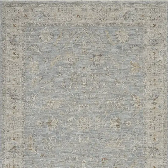 Beige and Blue Floral Power Loom Area Rug Photo 8