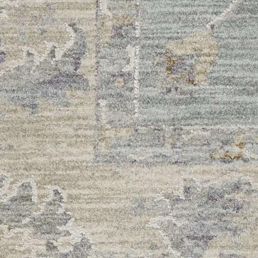 Beige and Blue Floral Power Loom Area Rug Photo 8