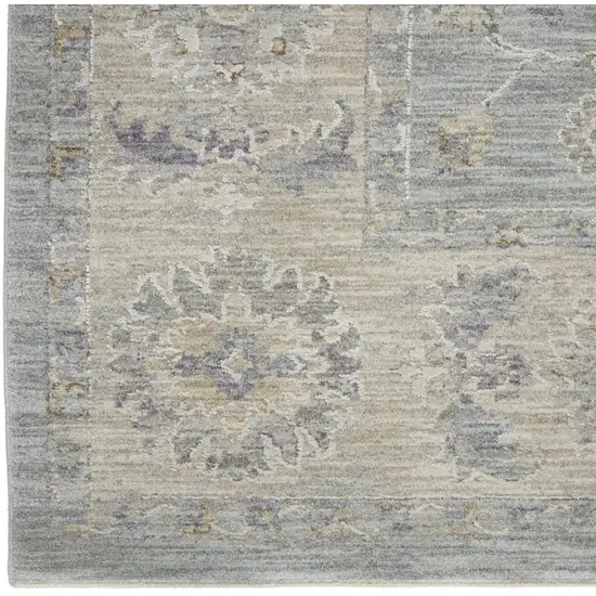 Beige and Blue Floral Power Loom Area Rug Photo 6