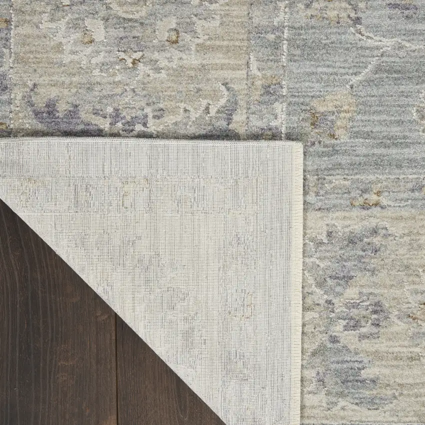 Beige and Blue Floral Power Loom Area Rug Photo 8