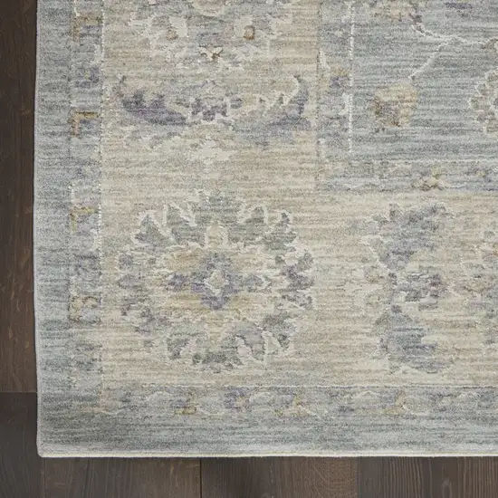 Beige and Blue Floral Power Loom Area Rug Photo 9