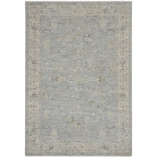 Beige and Blue Floral Power Loom Area Rug Photo 6
