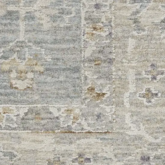 Beige and Blue Floral Power Loom Area Rug Photo 3