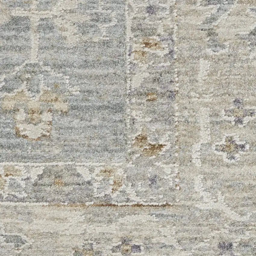 Beige and Blue Floral Power Loom Area Rug Photo 3