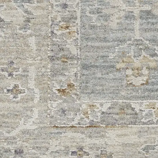 Beige and Blue Floral Power Loom Area Rug Photo 1