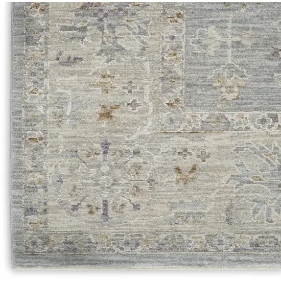 Beige and Blue Floral Power Loom Area Rug Photo 8