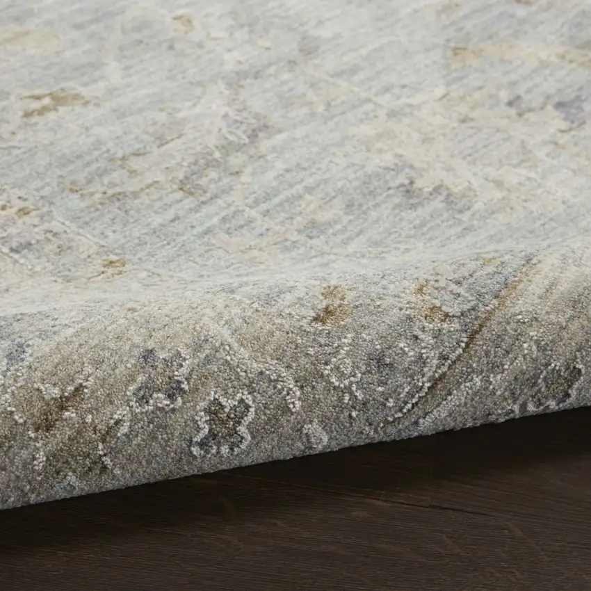 Beige and Blue Floral Power Loom Area Rug Photo 7