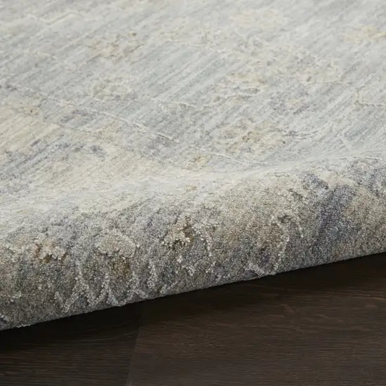 Beige and Blue Floral Power Loom Area Rug Photo 7