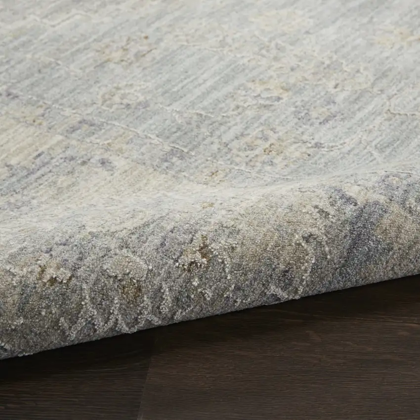 Beige and Blue Floral Power Loom Area Rug Photo 7