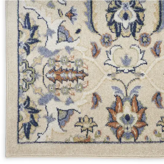Beige And Blue Floral Area Rug Photo 7