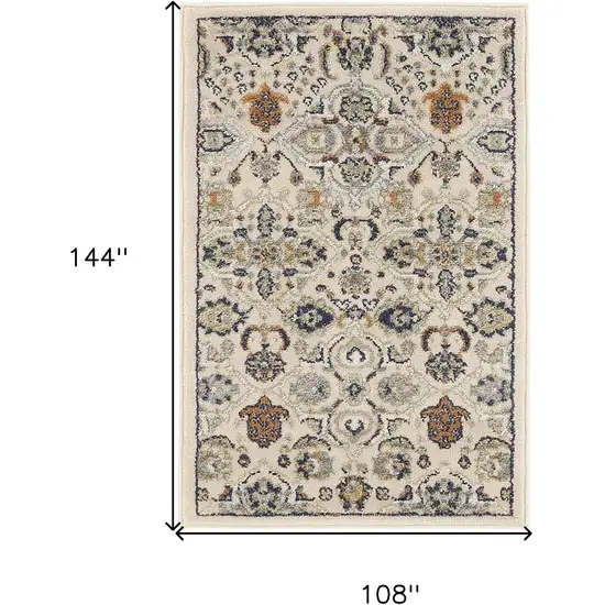 Beige And Blue Floral Area Rug Photo 9