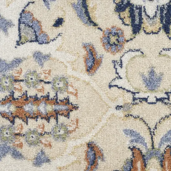 Beige And Blue Floral Area Rug Photo 3