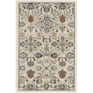 Photo of Beige and Blue Floral Power Loom Area Rug