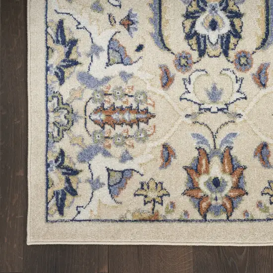 Beige And Blue Floral Area Rug Photo 8