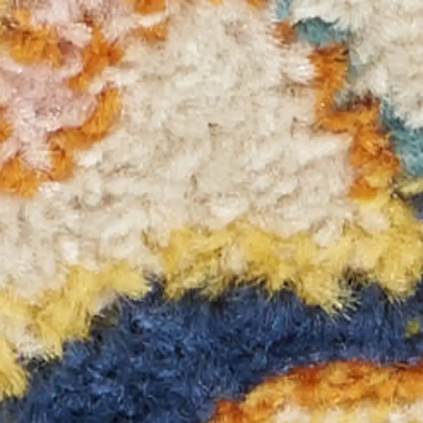 Beige and Blue Floral Power Loom Area Rug Photo 6