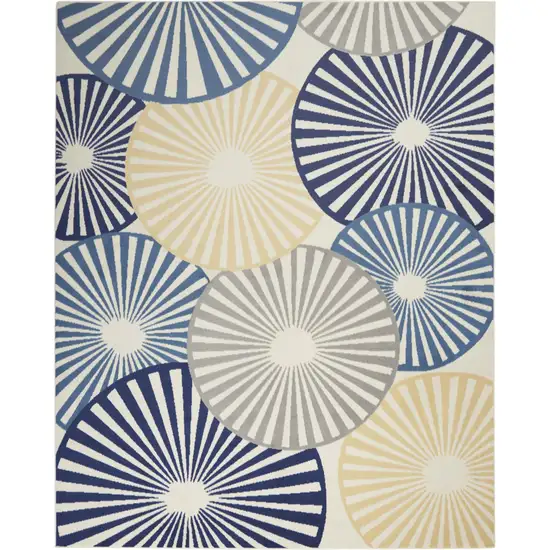 Beige and Blue Geometric Power Loom Area Rug Photo 9