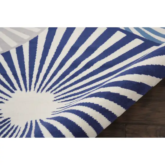 Beige and Blue Geometric Power Loom Area Rug Photo 7