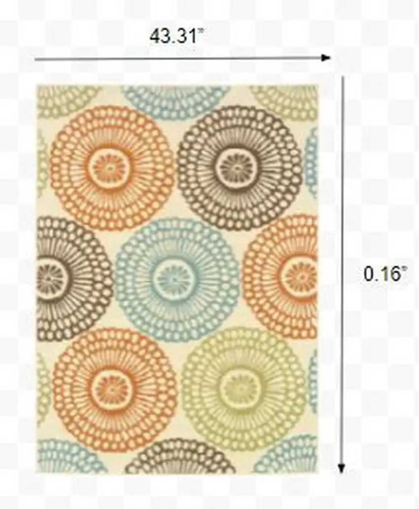 Beige and Blue Medallion Indoor Outdoor Area Rug Photo 3