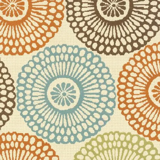 Beige and Blue Medallion Indoor Outdoor Area Rug Photo 3