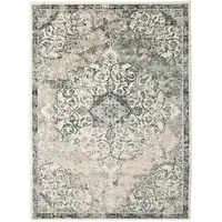 Photo of Beige and Blue Medallion Power Loom Area Rug