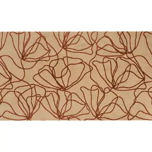 Photo of Beige and Bronze Abstract Floral Washable Area Rug With UV Protection