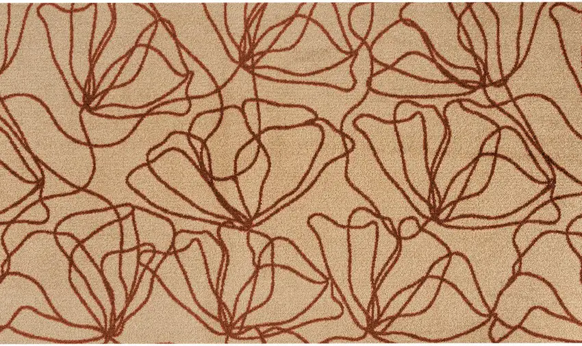 Beige and Bronze Abstract Floral Washable Area Rug With UV Protection Photo 4