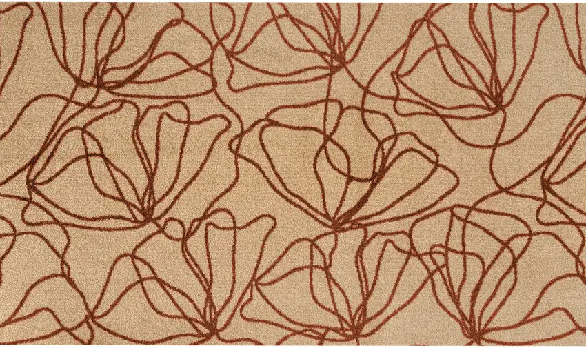 Beige and Bronze Abstract Floral Washable Area Rug With UV Protection Photo 5