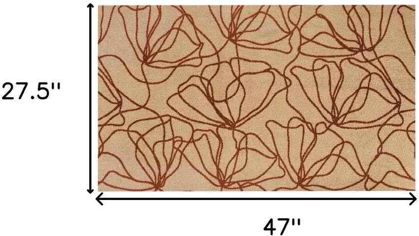 Beige and Bronze Abstract Floral Washable Area Rug With UV Protection Photo 3