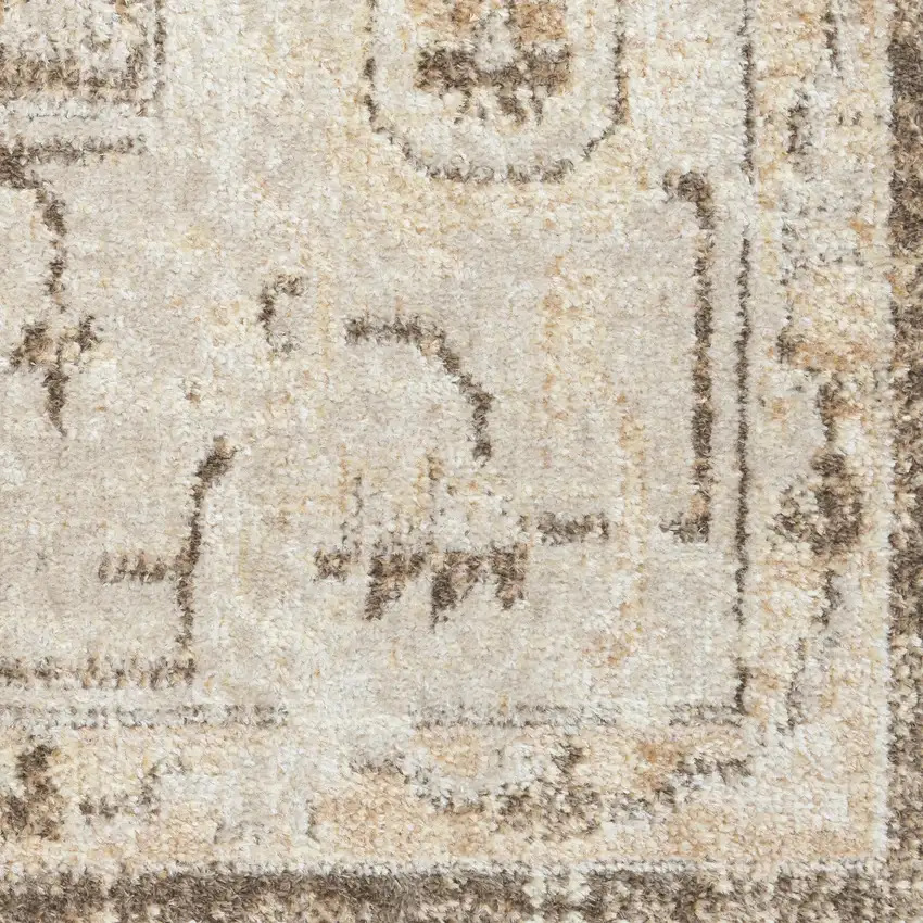 Beige and Bronze Floral Power Loom Distressed Area Rug Photo 2