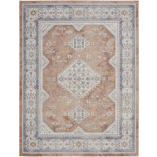 Beige And Bronze Medallion Area Rug Photo 1