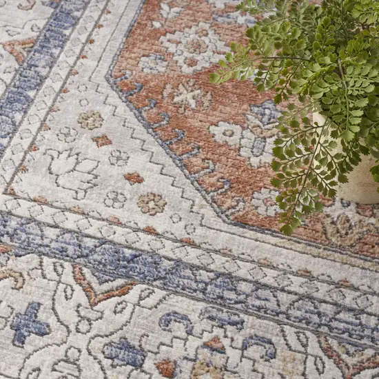 Beige And Bronze Medallion Area Rug Photo 8