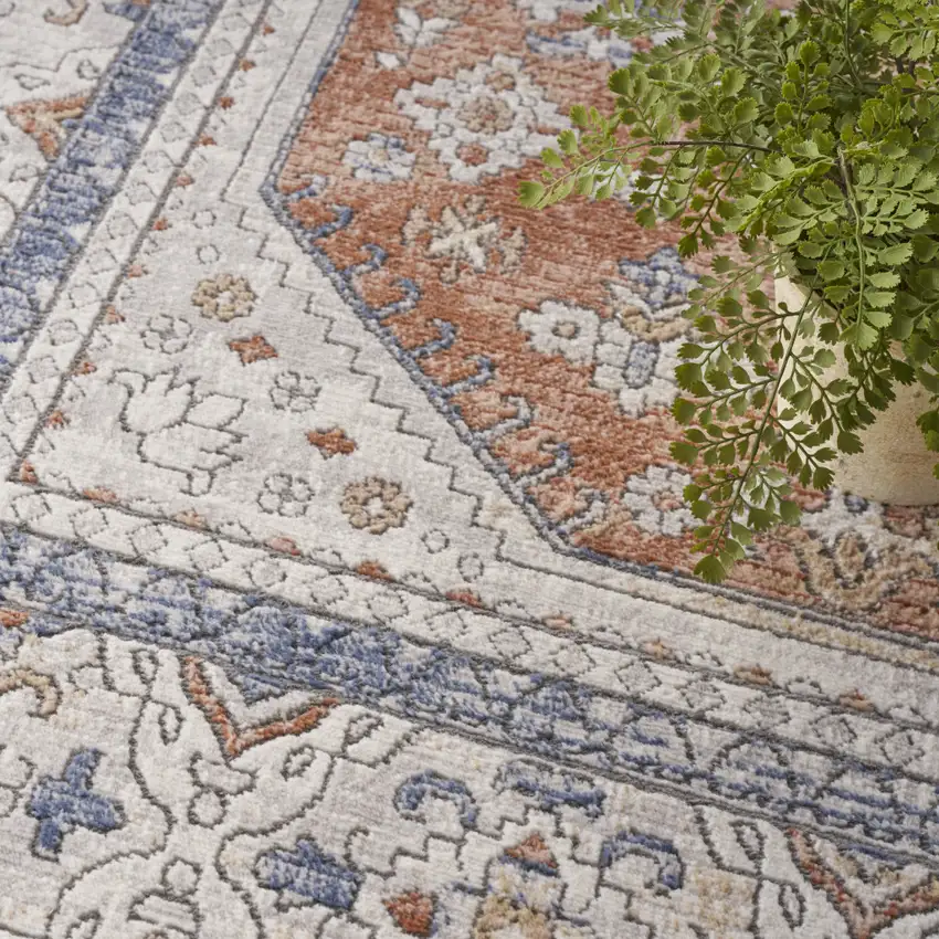 Beige And Bronze Medallion Area Rug Photo 8