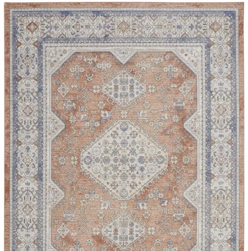 Beige And Bronze Medallion Area Rug Photo 3