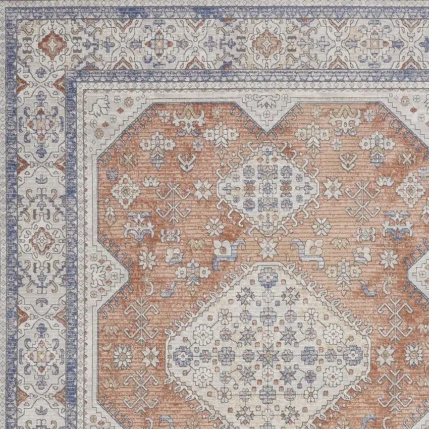 Beige and Bronze Oriental Power Loom Area Rug Photo 9