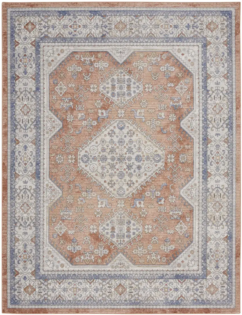 Beige And Bronze Medallion Area Rug Photo 9