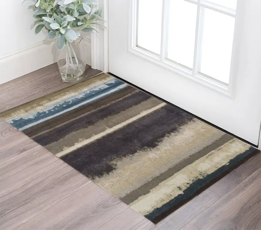 Beige and Brown Abstract Area Rug Photo 1