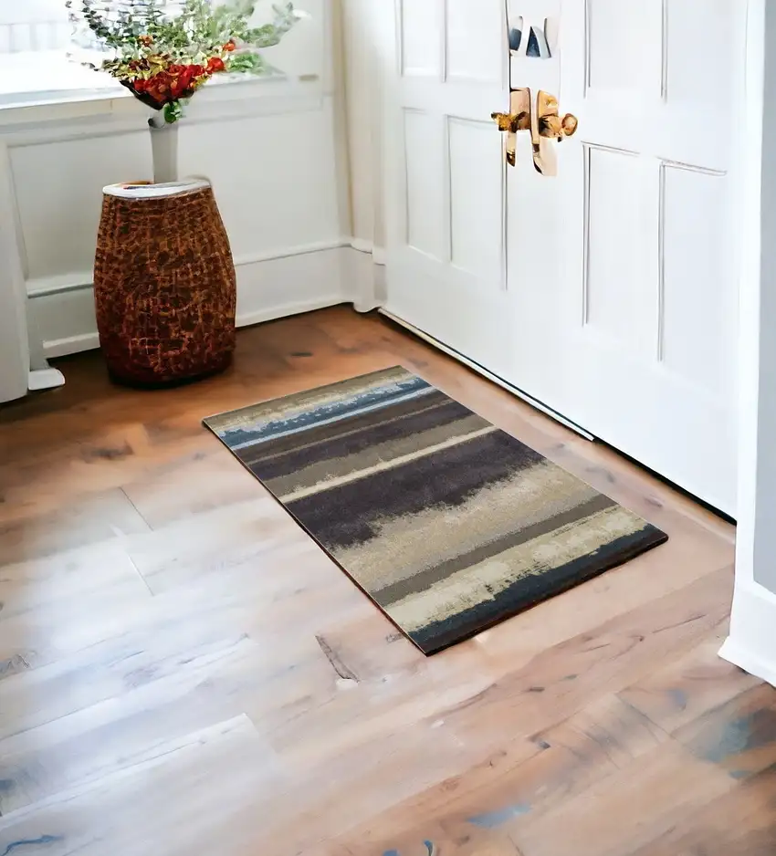 Beige and Brown Abstract Area Rug Photo 1