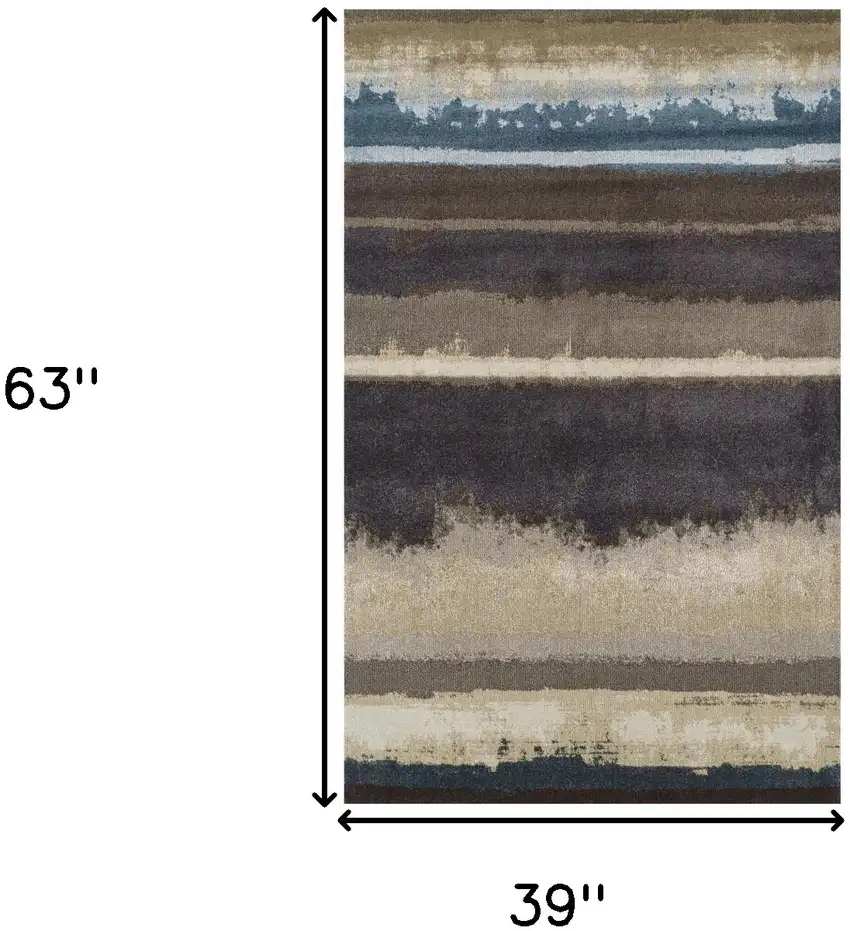 Beige and Brown Abstract Area Rug Photo 6
